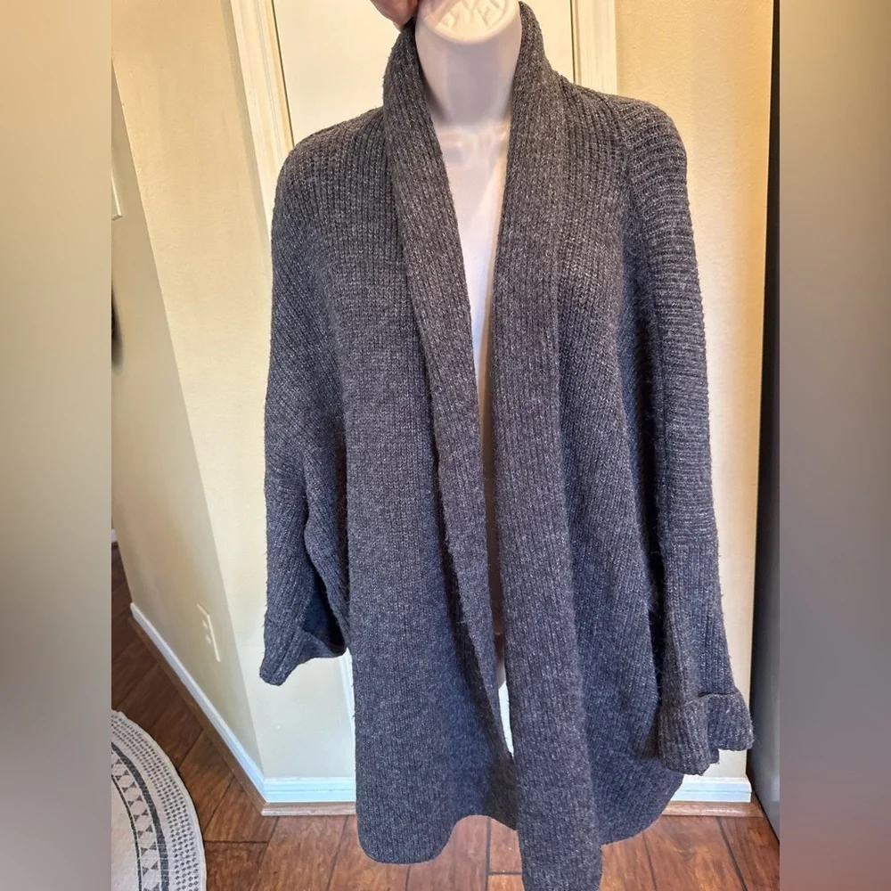 Anthropologie  Knits Oversized Kimono Wrap Cardigan In Charcoal Size O/S